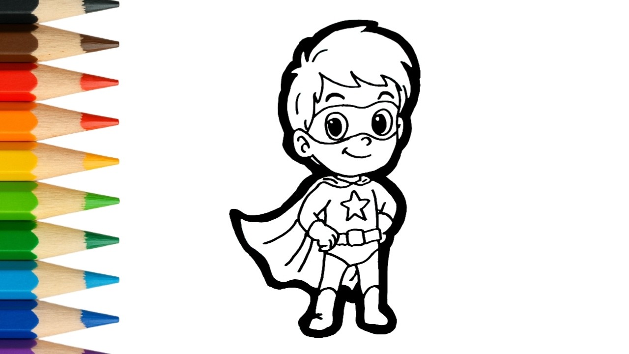 Cara Menggambar & Mewarnai Super Boy Super Hero 🦸‍♂️✨ | Mudah untuk Anak!