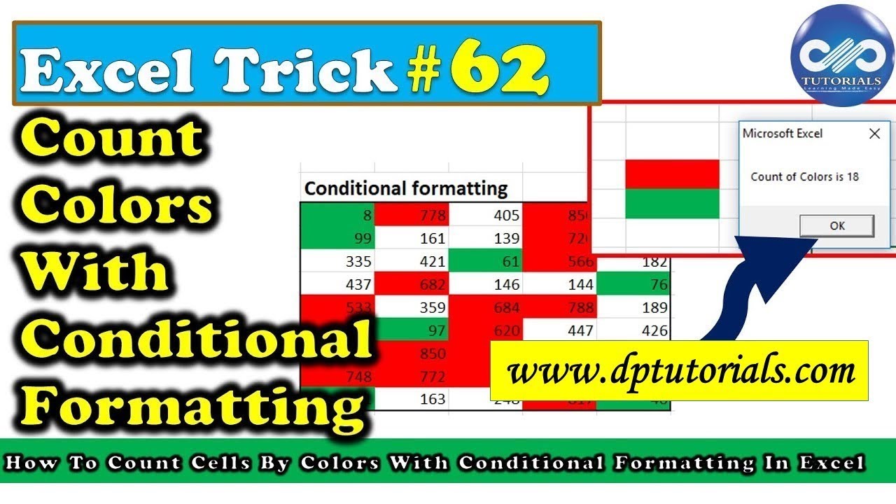 How To Count Cells By Colors With Conditional Formatting In Excel How To Count Colored Cells Youtube
