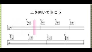 上を向いて歩こう (ｻﾋﾞ) / 坂本九 【 ｷﾞﾀｰ ﾒﾛﾃﾞｨ+ｺｰﾄﾞ】