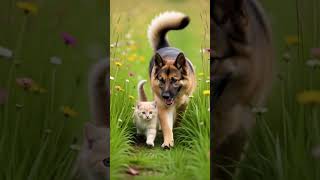 котенок и овчарка, летние воспоминания