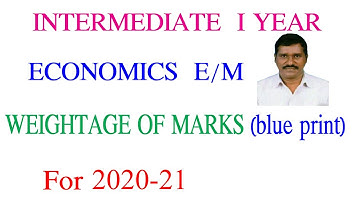 Inter Economics I yr EM Weightage of marks|blue print| for 20-21| Economics I EM blue print 2020||