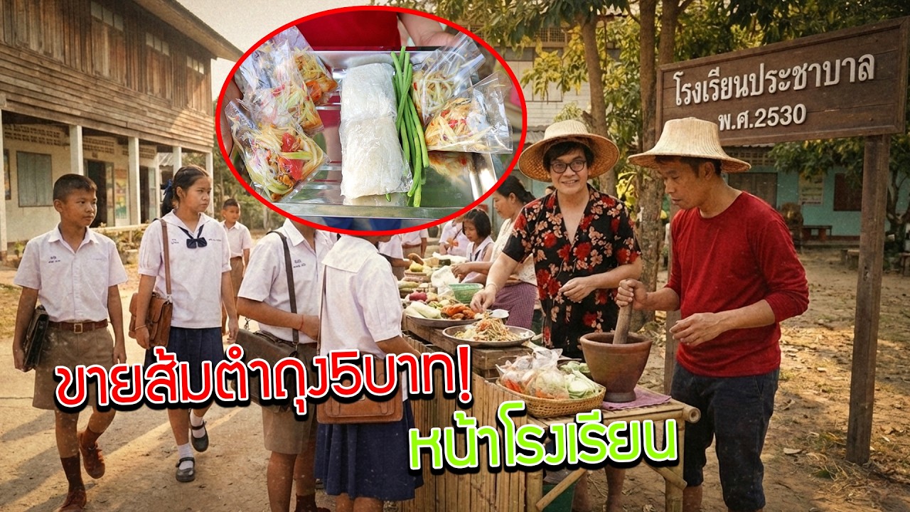 เปิดร้านส้มตำย้อนยุค! ถุงละ5บาท ขายหน้าโรงเรียนเหมือนสมัยก่อน