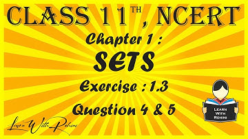 Sets | Chapter 1 | Exercise 1.3 | Question 4 & 5 | NCERT | Maths |Tamil | class 11
