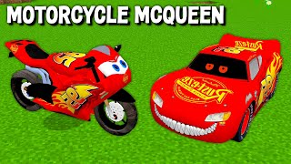 HOW TO MAKE MOTORCYCLE MCQUEEN in Minecraft ! MOTORCYCLE MCQUEEN vs Lightning McQUEEN EXE Gameplay