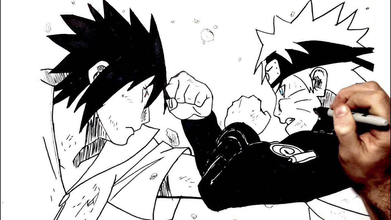 How To Draw Naruto Vs Sasuke Step By Step Youtube