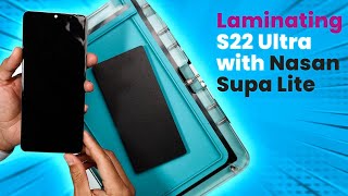 learn how-to repair a cracked samsung galaxy s22 ultra screen (laminating 3 of 3)