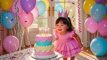 ✨ Magisch verjaardagsfeestje 🎂 Schattige kleine prinses blaast kaarsjes 🥳🎈