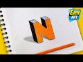 Abecedario ⭐ Dibujos muy FACILES -  Como Dibujar LETRAS en 3D letra N - Easy way to Draw 3D letters