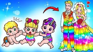 [🐾paper dolls🐾] Rainbow Rapunzel and Boyfriend Infant Become Family | Rapunzel Compilation 놀이 종이