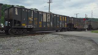 RANDOM EMPTY COAL TRAIN AT A RANDOM RAILROAD CROSSING 