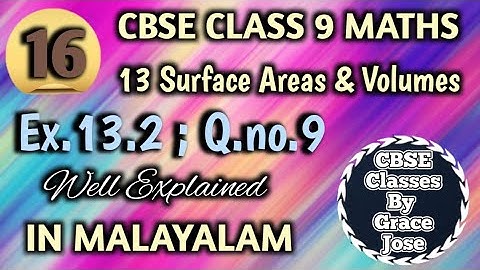 Q.no.9 Ex 13.2 CBSE Class 9 Maths Chapter 13 Surface Areas And Volumes In Malayalam