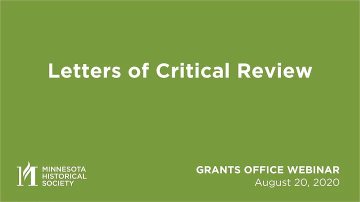 Grants Office Webinar: Letters of Critical Review