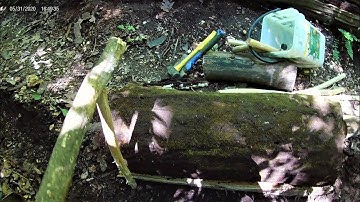 32) Forest Trail Cedar Log Bridge - Tip to Pounding Dowels into the Ground as Support