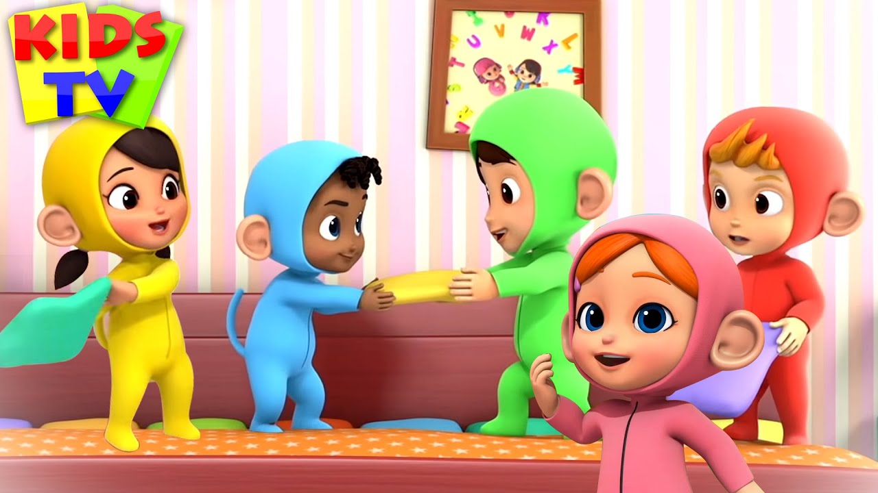 Five Little Monkeys Jumping on the Bed + More Baby Songs & Nursery Rhymes by Kids TV