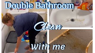 A doubly messy bathroom clean with me