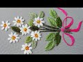 Hand Embroidery: Daisy flower 🌼 Very easy stitches * top embroidery