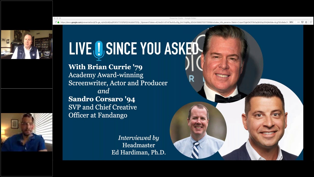 Live! Since You Asked with Sandro Corsaro ’94, Fandango SVP CCO & Brian Currie '79, Actor, Producer