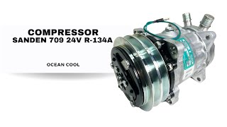 คอมเพรสเซอร์ ซันเด้น 709 แท้ 7H15 มู่เล่ 2 ร่อง 24 โวลต์ COM0191 COMPRESSOR SANDEN 709 7H15 24V