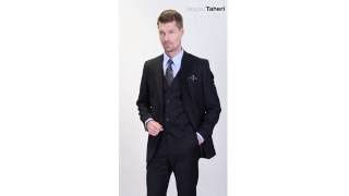 Wall Street Mens Black Modern Fit Suit