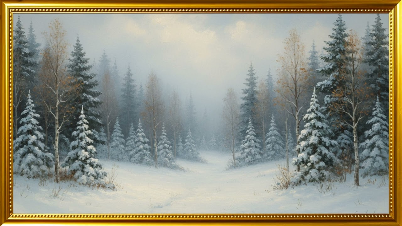 Elegant Winter Forest Art Gallery ❄️ | 4K TV Screensaver | 2 Hours Ambient Wall Art (No Music)