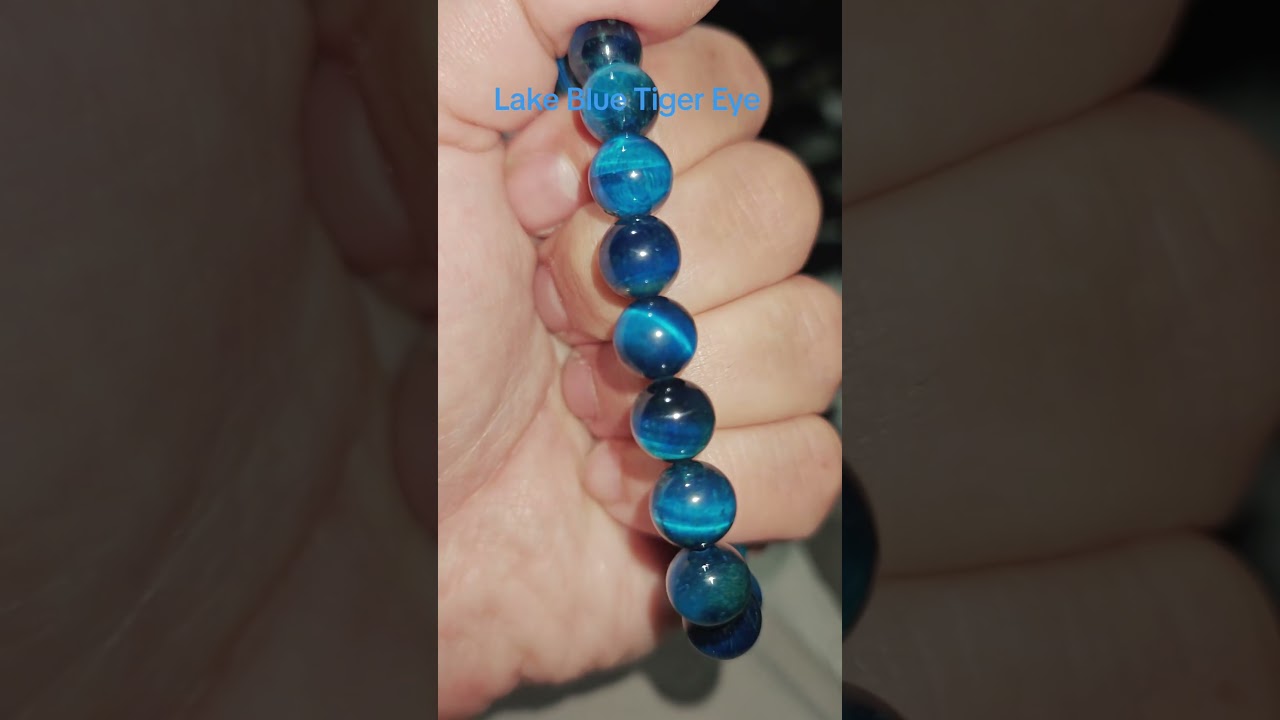 Lake Blue Tiger Eye Bracelet with 10mm Beads 
