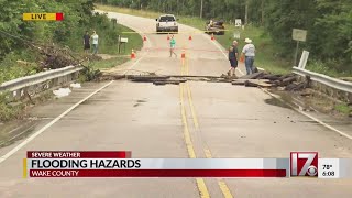 Flooding damages Wake County road