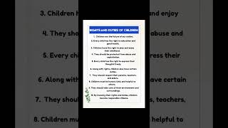 Rights and duties of a child/10 lines on rights and duties of children in English/essay on rights