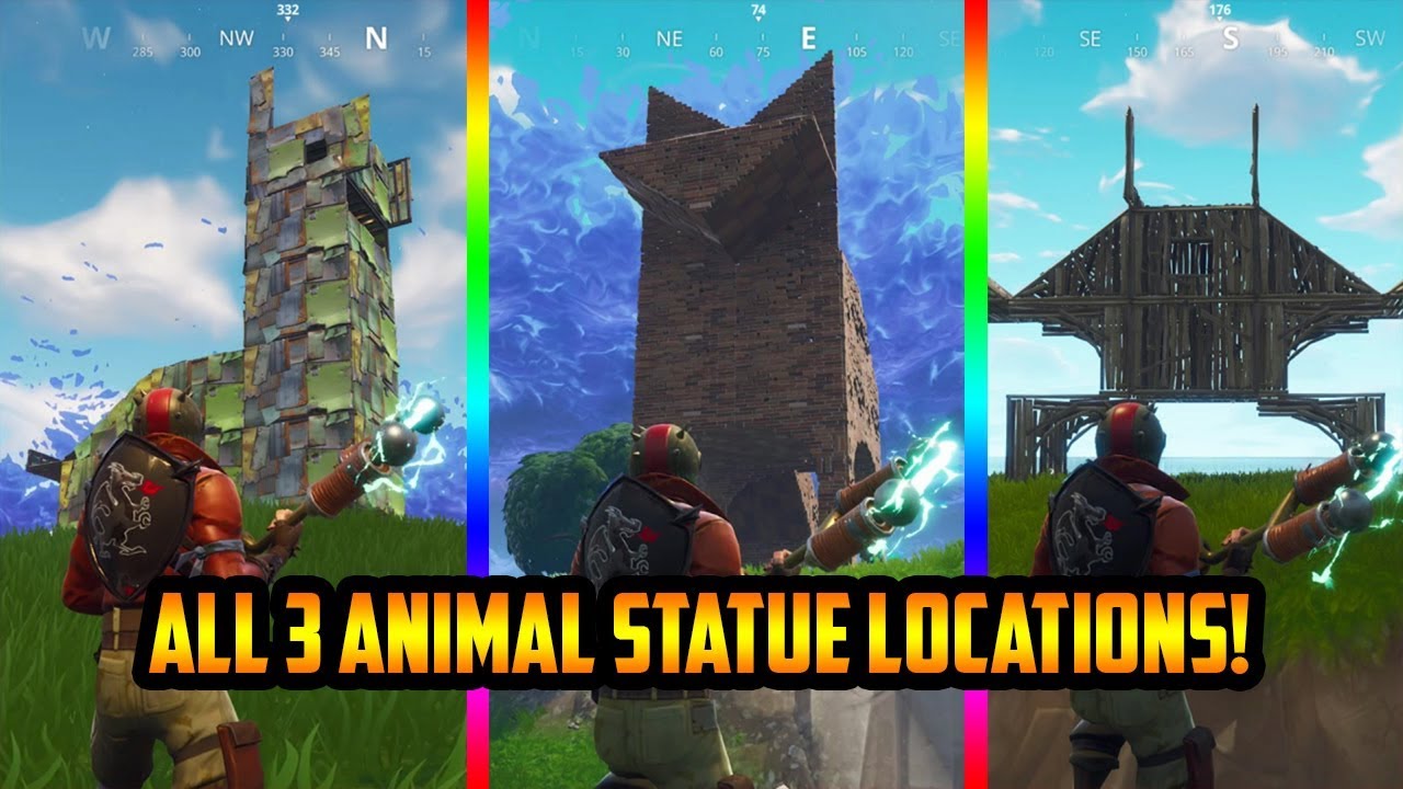 all 3 animal statue locations fortnite battle royale llama fox and crab - fortnite animal structures locations