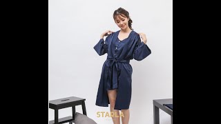 Product Review : Kimono 3in1 Set Baju Tidur Piyama Satin Wanita Starla Phoebe x chellechells