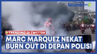 Trending di Twitter, Marc Marquez Nekat Burn Out di Depan Polisi saat Konvoi di Jalanan Ibu Kota
