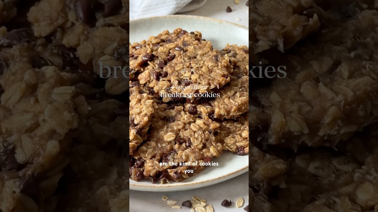4 Ingredient Breakfast Cookies, peanut butter banana choc chip oatmeal🍪 recipe in 1st comment ⬇️