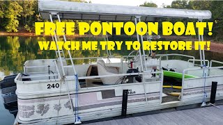 Free Pontoon Boat! Watch me try to restore it! No experince...where to start..... Part - 1