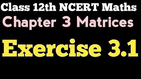 12th Maths| Exercise 3.1|Ch 3 Matrices |Part 2|