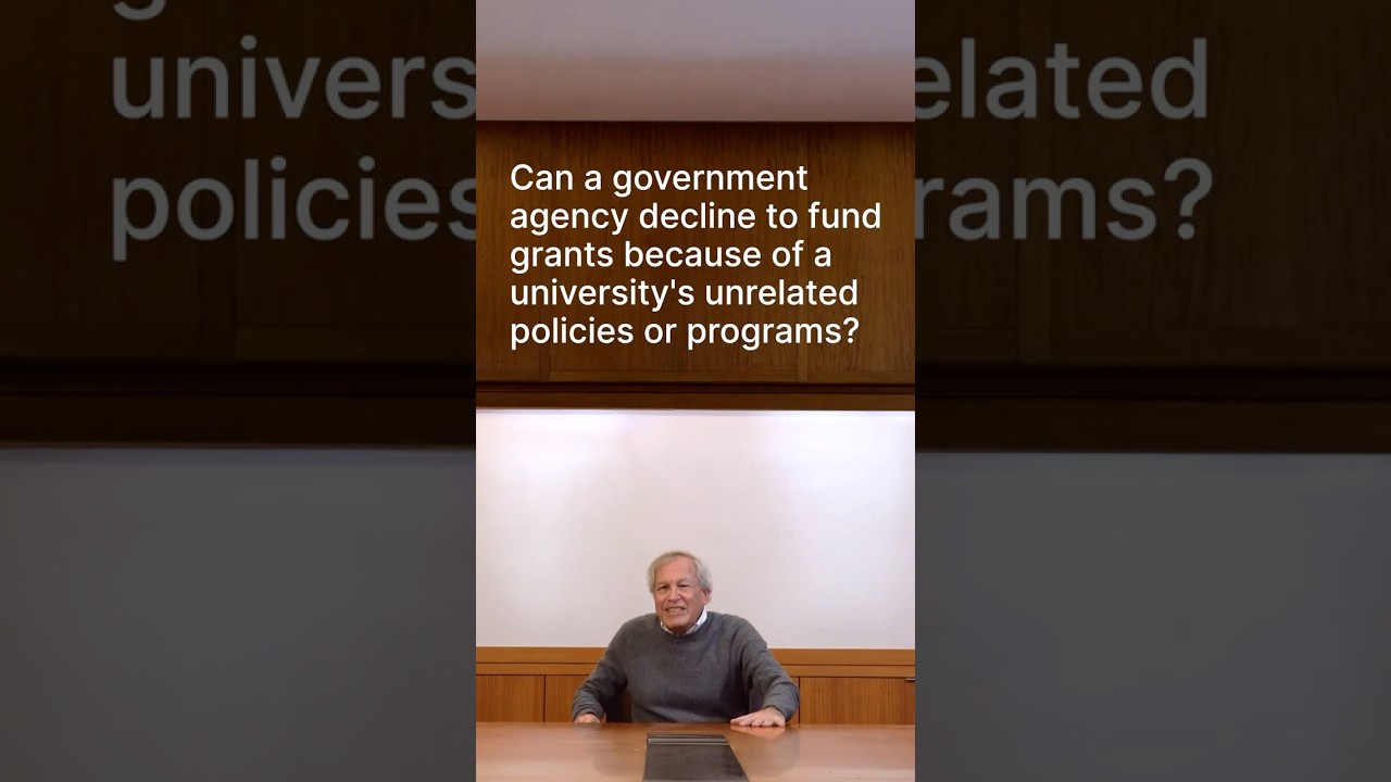 Can a government agency decline funding due to a university’s unrelated policies or programs?