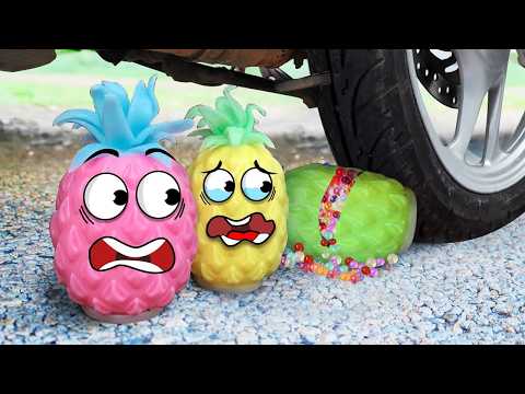 Crushing Crunchy & Soft Things by Car | Experiment Doodles Nails, Watermelon | Woa Doodles