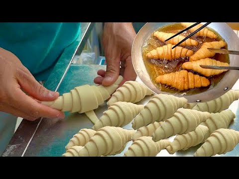 Video Kỳ công nặng bánh sừng trâu nhúng đường, bánh tiêu... - youtube