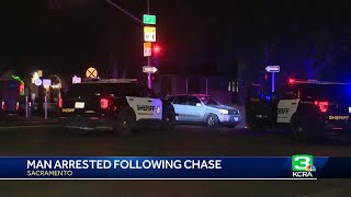 Man arrested after leading officers on chase, climbing to top of Sacramento pub
