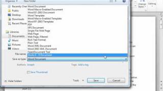 Word 2010 Tutorial Working with Word File Formats Microsoft Training Lesson 2.13