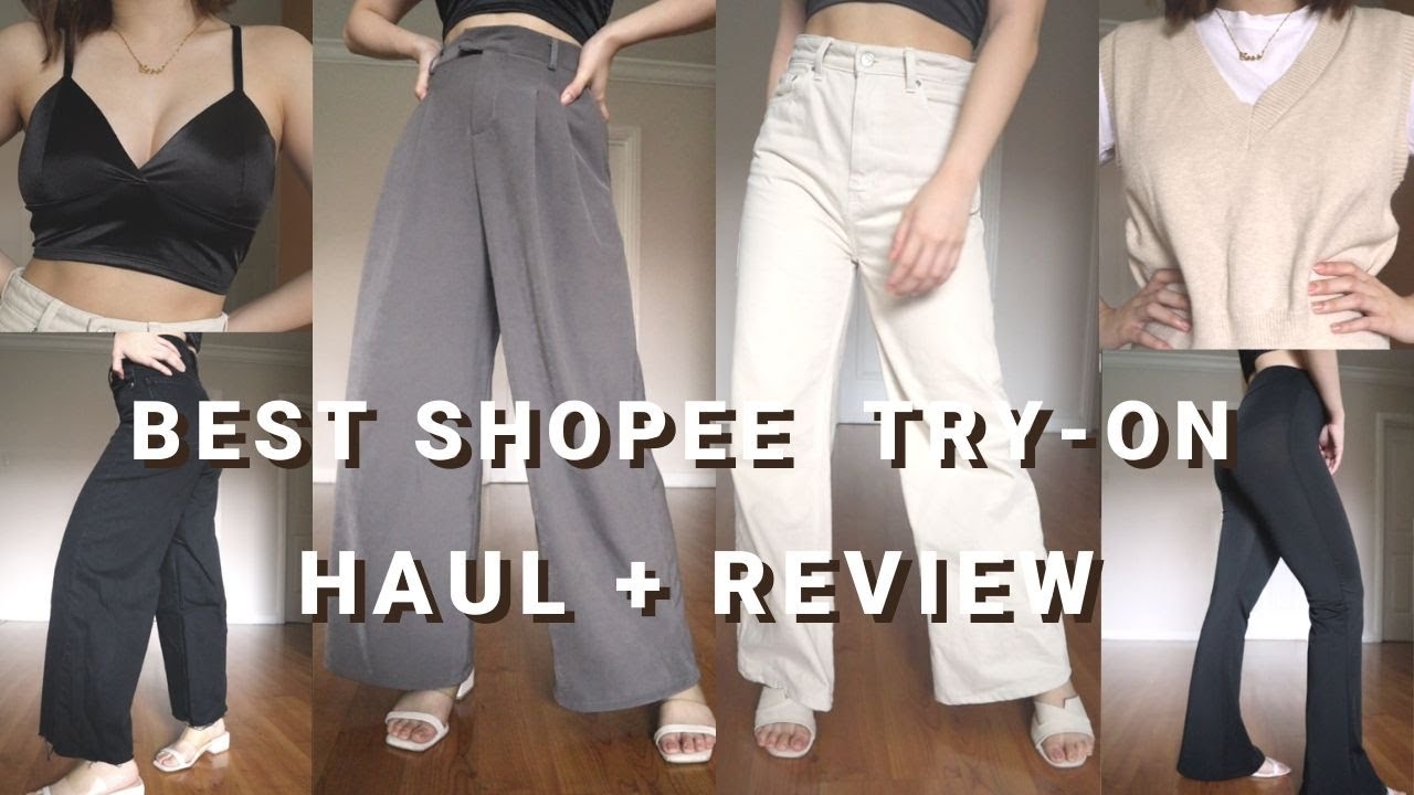 BEST Shopee Try-On Haul + Review | 3.3 ready?! (affordable pants, basic ...