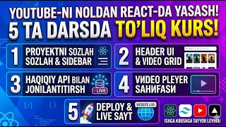 5-dars. React & Tailwind CSS: 5 kunda to`liq YouTube Clone yaratish