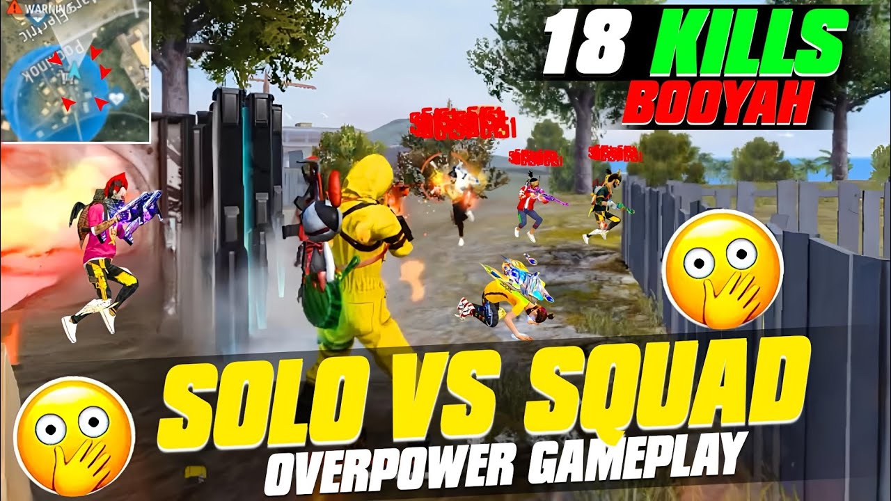 solo vs squad over power gameplay 18 kills booyah garena free fire ...