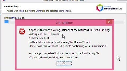 How To Uninstall Netbeans. Critical Error "A Lock File Exist", "Can