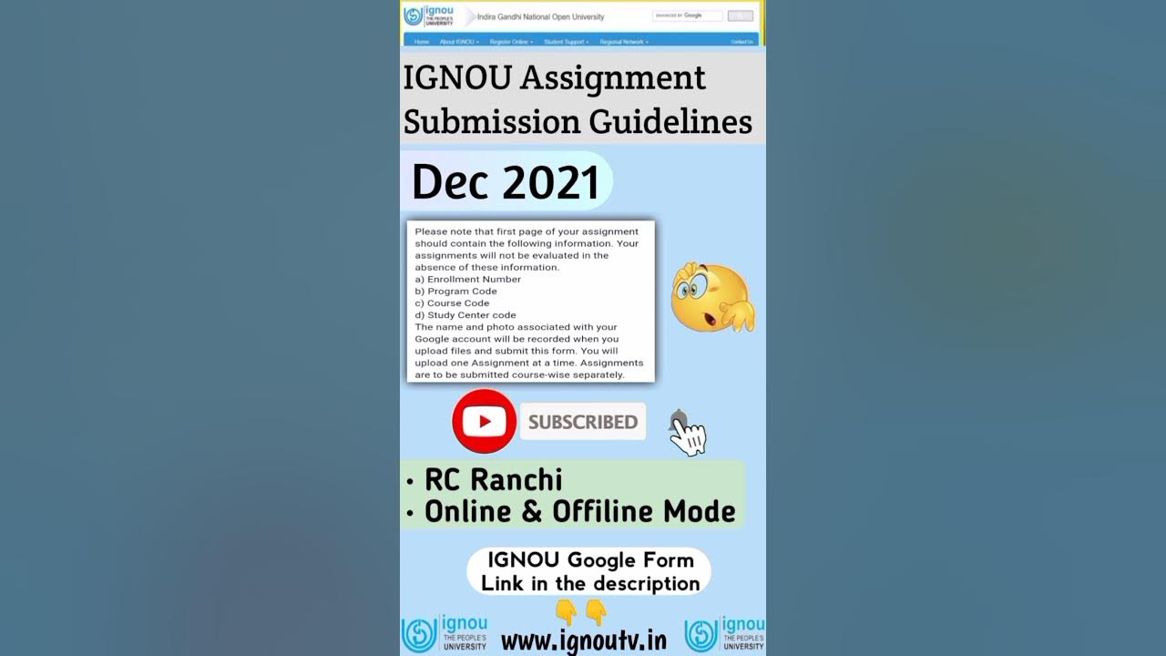 ignou regional centre ranchi assignment submission