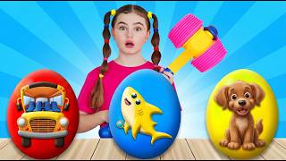 eggs surprise wheels bus baby shark songs nick poli