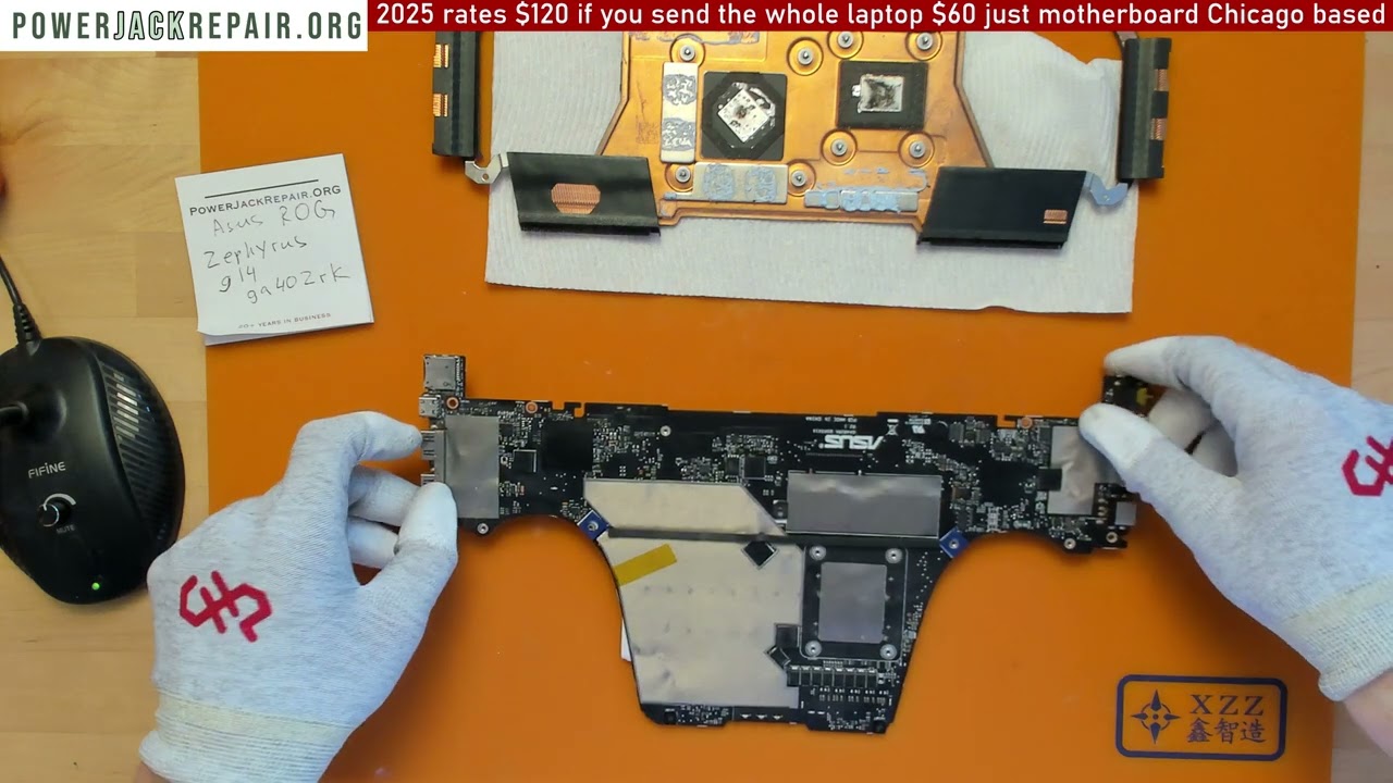 ASUS ROG ZEPHYRUS G14 GA402RK laptop charge port power jack repair fix socket input port connector