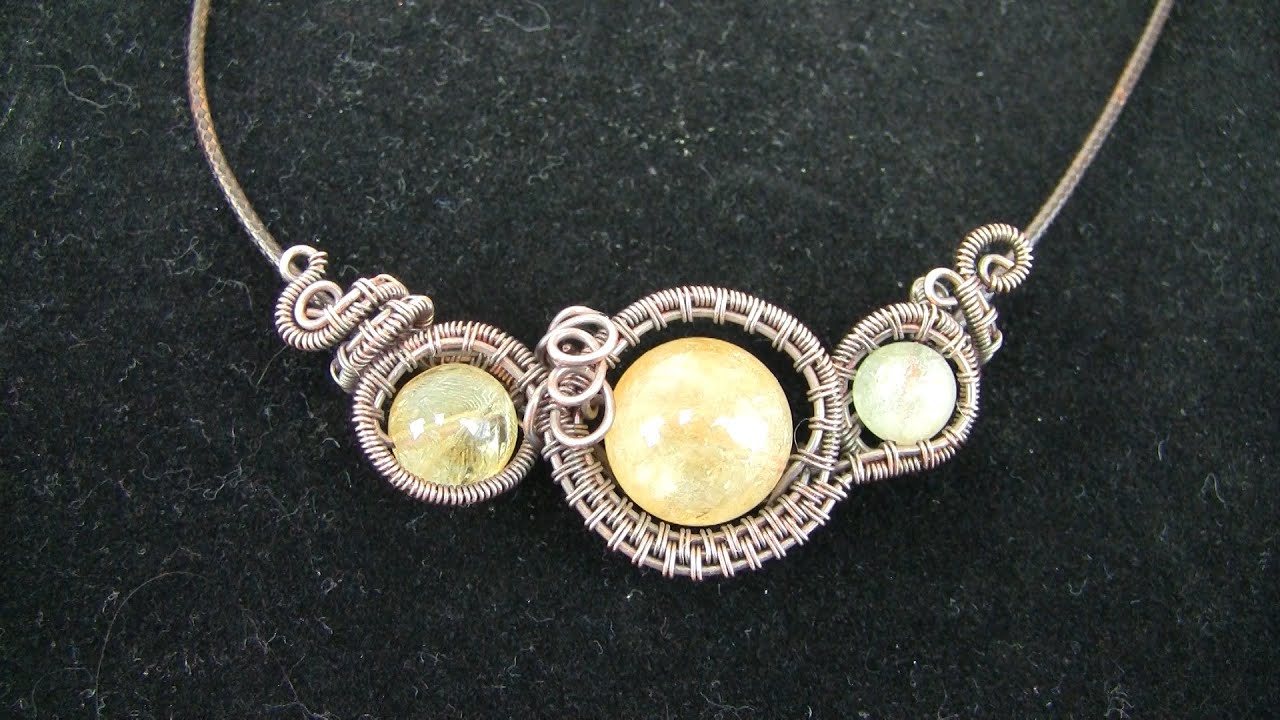 Wire Wrap Tutorial Sideways Pendant Necklace 3 Gemstone Beads