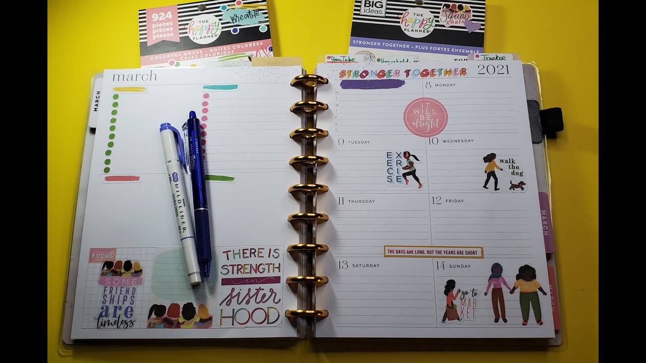 Happy Planner Dashboard - Stronger Together - Mar 8 -14