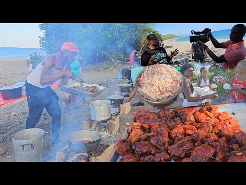 over 150 people on the beach | we fed them all | all day cooking | seaside cooking