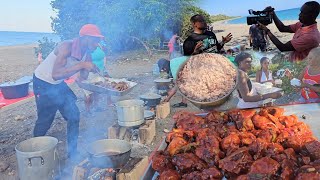 over 150 people on the beach | we fed them all | all day cooking | seaside cooking
