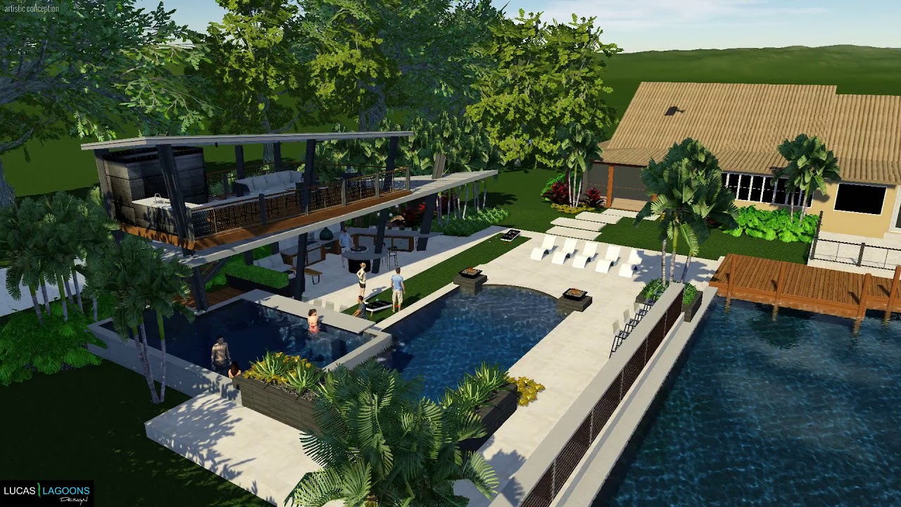 "Taking Flight" Modern Cabana and pool